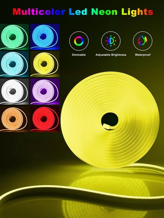 100FT Led Neon Rope Lights Music Sync, RGB Led Strip Lights Outdoor, Neon Led Light Strip with Remote & App Control, DIY Flexible Led Lights for Bedroom, Gaming, Party, Room Decor (2 * 50FT)