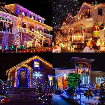 2 Pack 100 LED Outdoor Christmas Lights, 35FT Battery Operated Mini String Lights with 8 Modes & Timer Xmas Tree Lights Waterproof for Patio Garden Party Wedding Holiday Decor Multi-Color