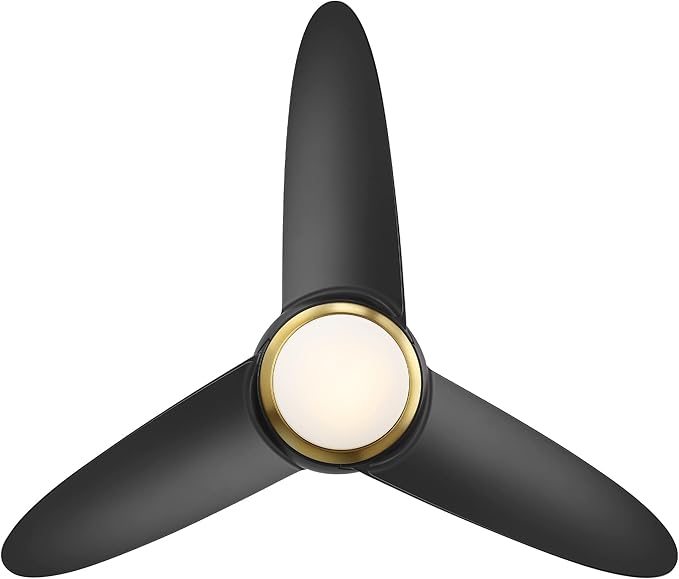 WAC F-094L-SB/MB Loft 38" Outdoor Ceiling Fan with LED Lights and Remote, Soft Brass Matte Black