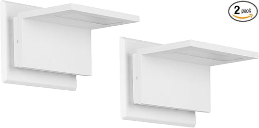 Wall Light Outdoor LED Wall Mount Lamp Matte White Modern Wall Mount Sconce Lantern Fixture for Porch Front Door Garden Yard Patio Waterproof 10W 680Lm 3000K 2 Pack