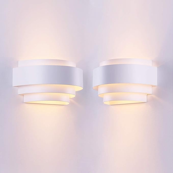 LightInTheBox Modern Wall Sconce Set of 2 Indoor Wall Light Fixture Half Moon Metal Wall Lamp White for Stair Hallway Home Theatre Bedroom (2PCS)