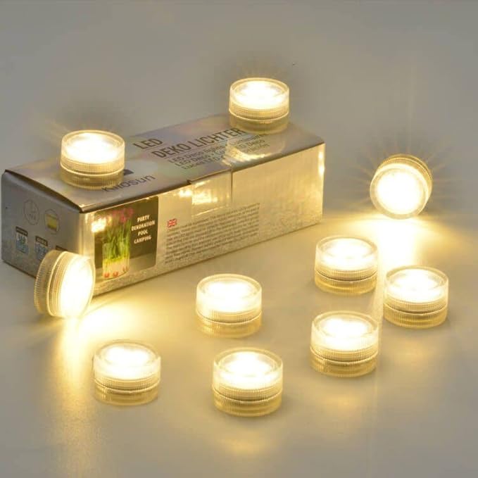 Mini Waterproof Battery Christmas LED TeaLight 20pcs 1.2" Battery Powered LED Puck Accent Light for Party Events Wedding Hallowen Pumpkin Light Pond Fountain Decor(Warm White)
