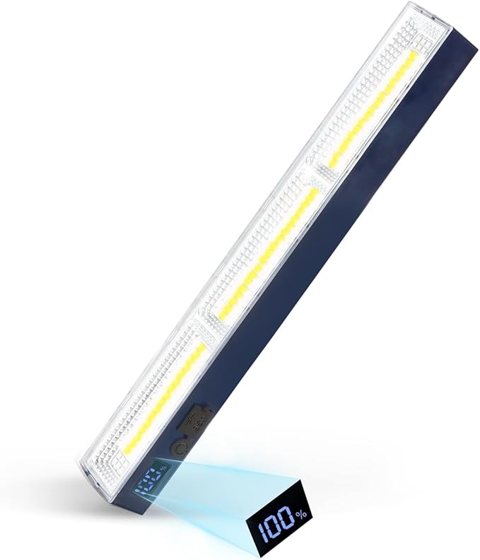 LETOUR Magnetic Light BAR, 11.81-inches 5000mAh 6000 Lumens Rechargeable Portable Lamp Built in 165 LED Bulbs,with Handy Hook with 2 Magnets Endurance