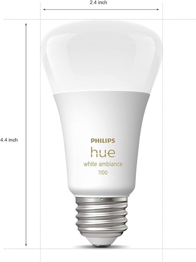 Philips Hue 553925 White Ambiance Base Lumen (60W) Smart Button Starter Kit Works with Amazon Alexa, Google Assistant, Apple HomeKit 60 Watt (Old Version), 3 Count (Pack of 1)