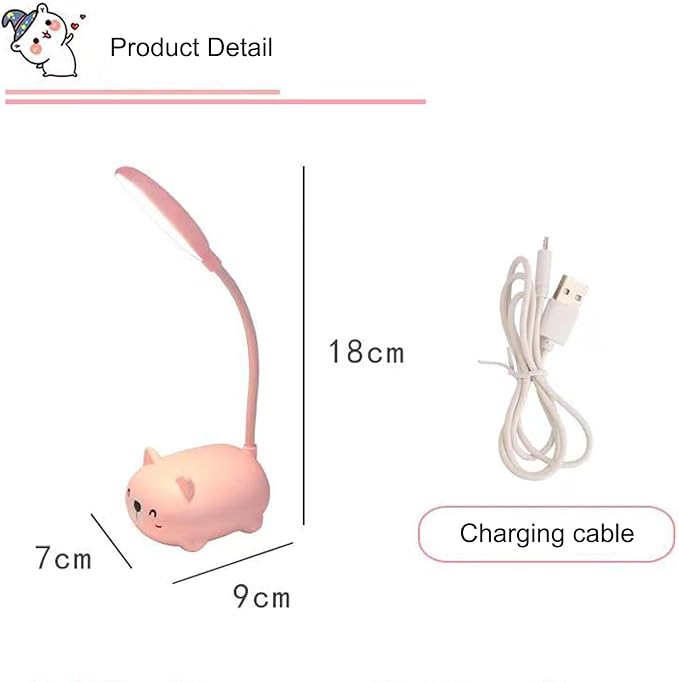 LED Kids Lamp, Mini Cat Table Lamp, Portable LED Night Light, Cute Desk Lamp, Foldable USB Rechargeable Reading Light Children's Bedroom (Green)