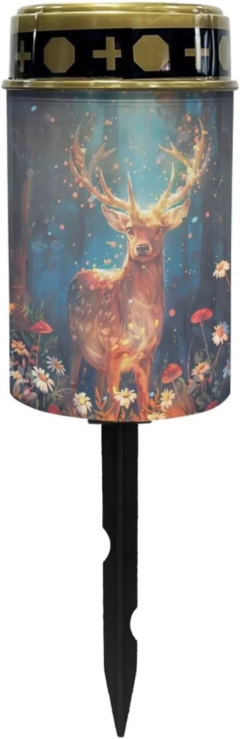 Christmas Prayer Cemetery Solar Lights for Grave Cemetery Deer Candle Lamp Solar Powered Landscape Lights Christmas Decorations