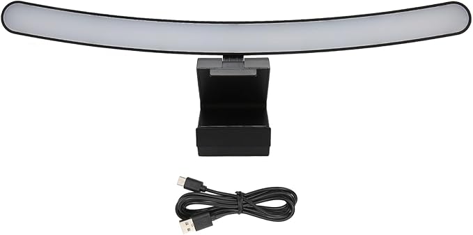 Bewinner Curved Monitor Light Bar 40cm, Asymmetrical Light Source No Glare Blue Light Blocking Stepless Dimming, 3 Color Temperatures Touch Control Type C Powered for 0.6-1.6in Curved Screens