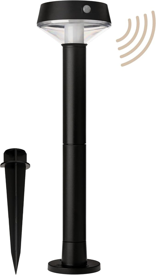 EcoPath Solar Collection LED Landscape Path Light or Fence Post Light with Linkable IR Motion Sensor and Daylight Sensor 80 Lumens 8 Hours on Full Charge 3000K in Black