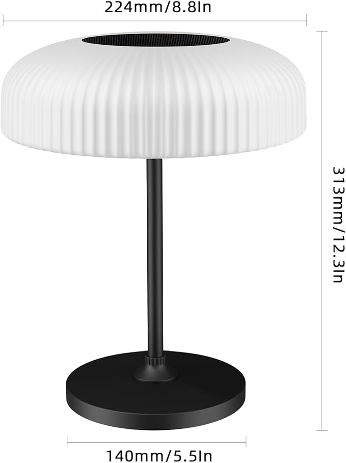 Cordless Solar Table Lamp for Indoor Outdoor, IP65 Waterproof LED Dimmable Touch USB Charging with Metal Stand, Warm/White for Garden Camping Bedroom