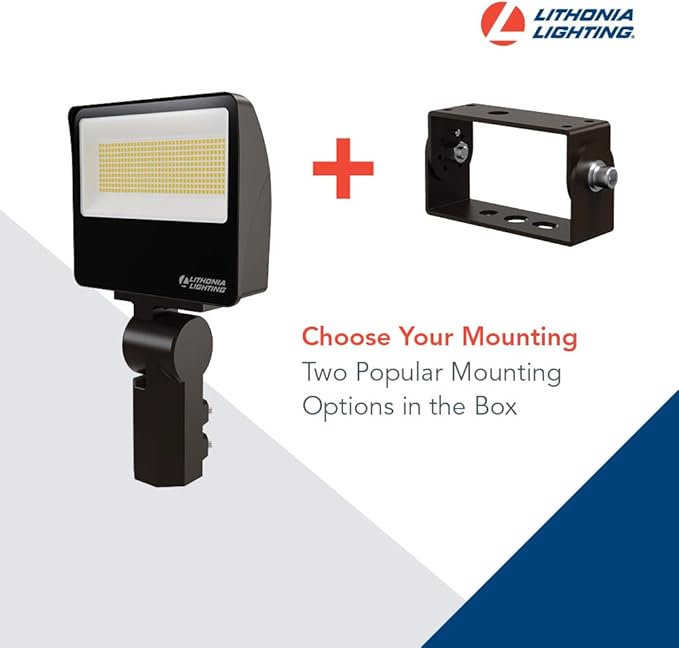 Lithonia Lighting All-in-One LED Flood Light, Waterproof LED Outdoor Light Fixture with Adjustable Brightness and Color Temperature, Yoke or Slipfitter Mount Dusk to Dawn Outdoor Lighting, MVOLT