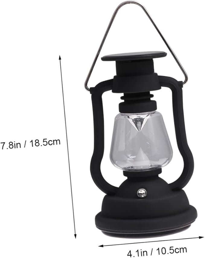 USB Rechargeable Solar Retro Camping Lantern Portable Hand-Powered Light for Hiking Emergency Use and Outdoor Activities Black