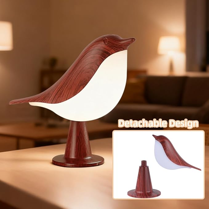 Bird Cordless Table Lamp, Small Cordless Bedside Lamp with 3 Color Temperature, Touch Sensor & Rechargeable Battery - Night Light for Kids, Bedroom, Bedside, Office, and Outdoor Use（Dark）