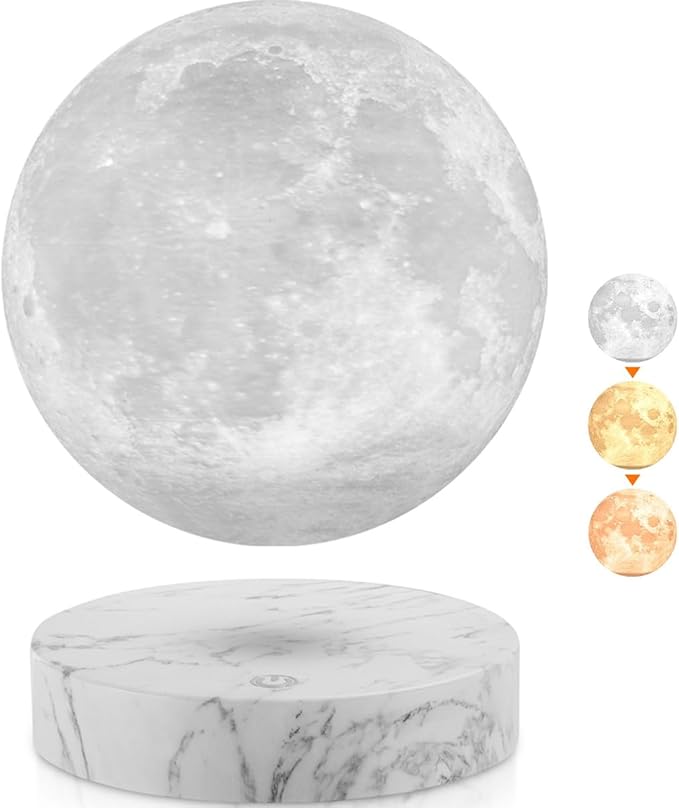 Magnetic Levitating Moon Lamp Rotating Floating Moon Lamp Night Light 3 Colors Moon Levitating Lamp Decorative for Living Room
