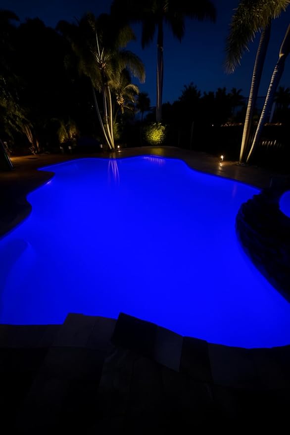 AquaChrome 1.5 Inch RGBW LED Pool Light - 12W Nicheless Inground Pool Replacement for Pentair GloBrite -12VAC Low Voltage, IP68 Waterproof, Intertek Certified, Wide Soft Spread Light