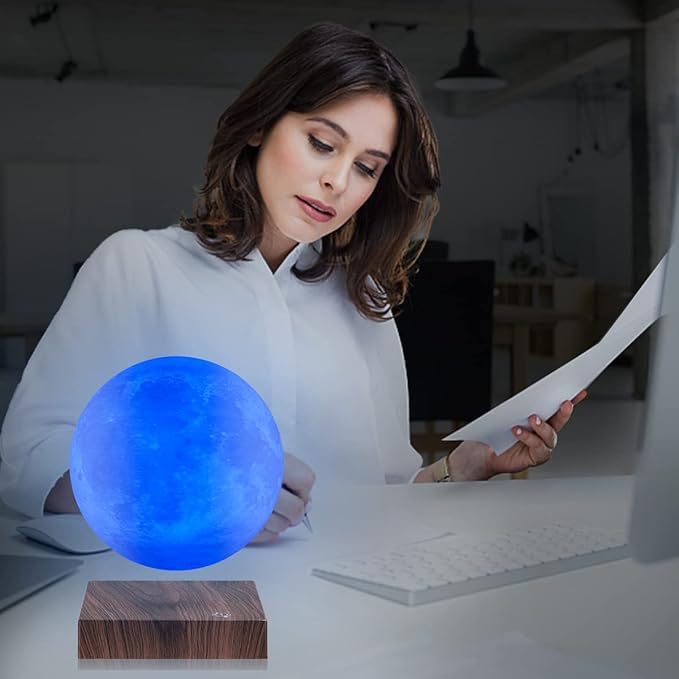 VGAzer Levitating Floating Moon Lamp,3D Moon Light for Office Home,Kids' Bedroom,Spinning Rotating in The Air,Remote 16 Colors Creative Gifts