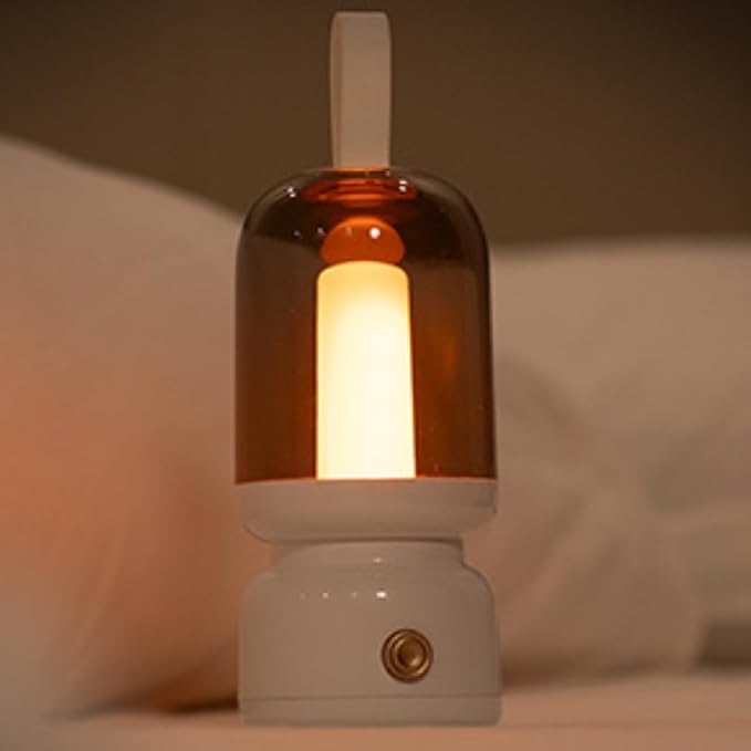 Portable Retro Table Lamp for Outdoor Indoor,LED Sleep Lamp Cute Room Decor Night Light ,Cordless USB Rechargeable Desk Lamp-Small Lantern Lamp for Restaurant/Bedroom/Bar/Coffee Shop/Camping (White)