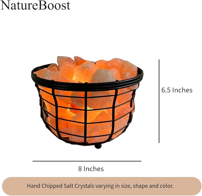 Himalayan Salt Lamp, Metal Basket with Chunks, Natural Salt Lamp, Unique Gift Idea (Metal Round 2)
