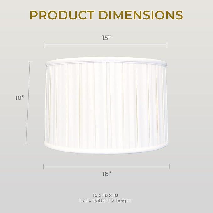 Royal Designs, Inc. Shallow Drum English Box Pleat Basic Lamp Shade, White, 15 x 16 x 10 (Spider), Set of 2