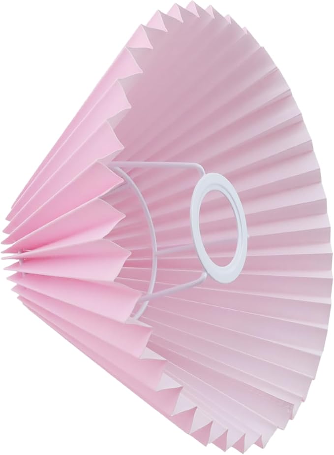KUMGROT E28 Small Pleated Lamp Shade Scalloped Lamps Shade Lamp Replacement Cute Lamps Bedroom Living Room Home Office Decoration Pink