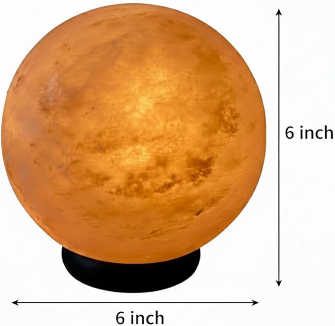 NB Himalayan Pink Salt Globe Shape Lamp with dimmer Switch and a Pair of Bulbs