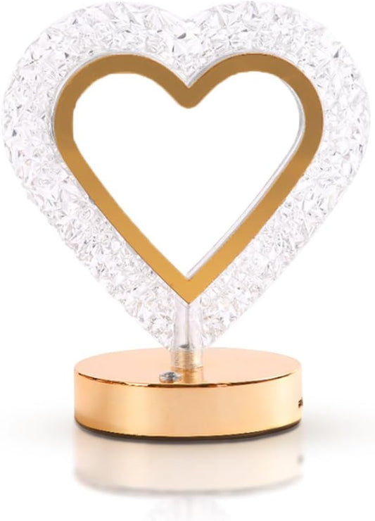 Cordless Crystal Table Lamp,3-Color Touch Control,3-Levels Brightness, Rechargeable Battery - Ideal Bedside Lamp for Bedroom Nightstand (Gold)