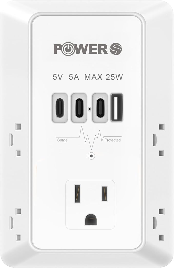 Electrical Outlet Extender with USB Ports (3C1A), Snug Wall Outlet, Surge Protector, Wall Plug Adapter for Multiple Devices, Wall Socket Expander