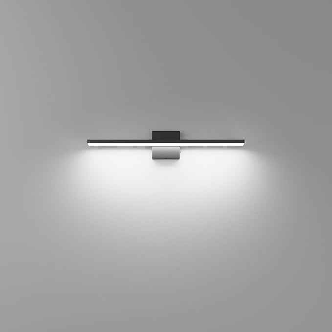 Ralbay 5 Color Temperature Dimmable LED Modern Bathroom Vanity Light Bar 24inch 16W Matte Black Modern Acrylic Bathroom Wall Lighting Fixtures Over Mirror