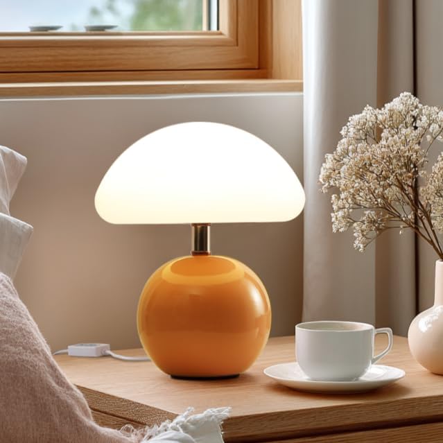 Joyzy Mushroom Table Lamp for Bedroom Light, Desk Bedside Small Lamps for Living Room Night Stands, Mushroom Lighting Decor Cute Led Modern, Unique Aesthetic Home Living Room