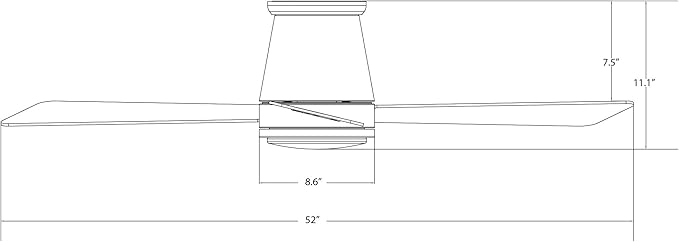 WAC Lighting F-037L-BN Hug 52" Hugger Ceiling Fan with LED Lights & Remote, Brushed Nickel