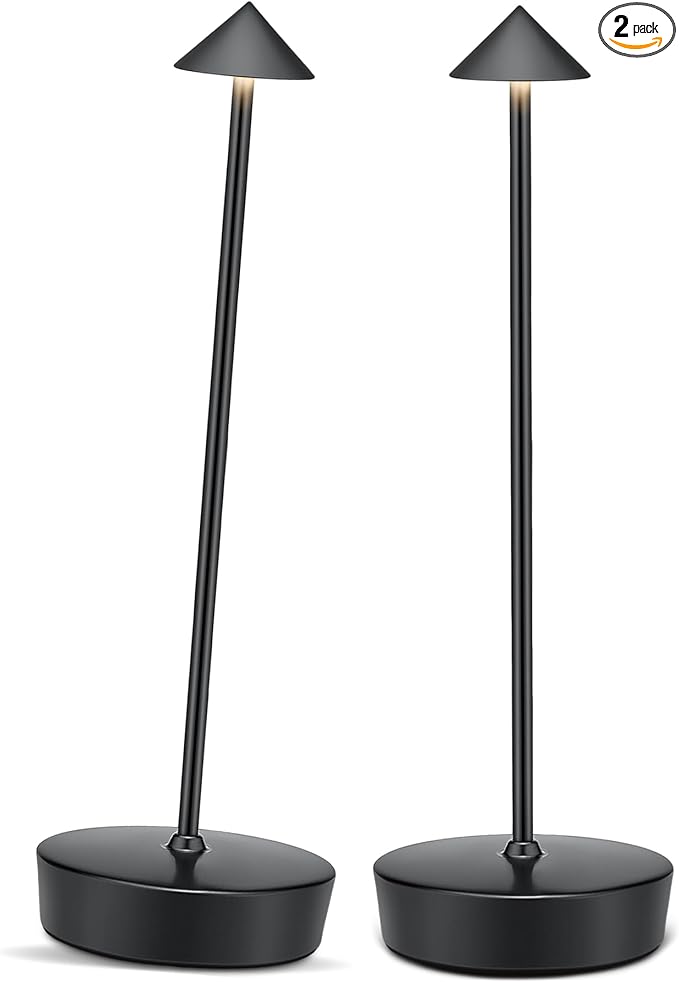Cordless Led Table Desk Lamp 2 Pack, 7000mAh Battery Outdoor Table Light Waterproof for Restaurant Patio Camping Home Decor, USB-A Output, Brightness Memory, Dimmable