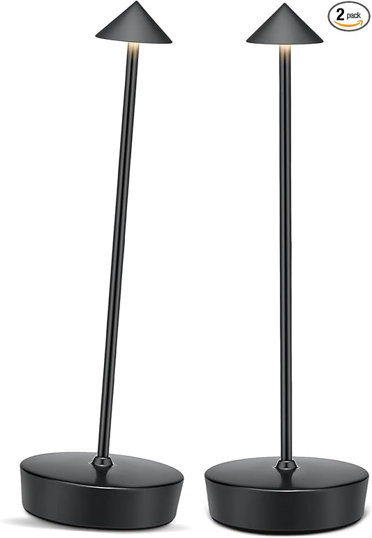 Cordless Led Table Desk Lamp 2 Pack, 7000mAh Battery Outdoor Table Light Waterproof for Restaurant Patio Camping Home Decor, USB-A Output, Brightness Memory, Dimmable