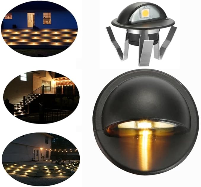 FVTLED Pack of 10 Warm White Low Voltage LED Deck Lights kit Φ1.38 Outdoor Garden Yard Decoration Lamp Recessed Landscape Pathway Step Stair Warm White LED Lighting, Black