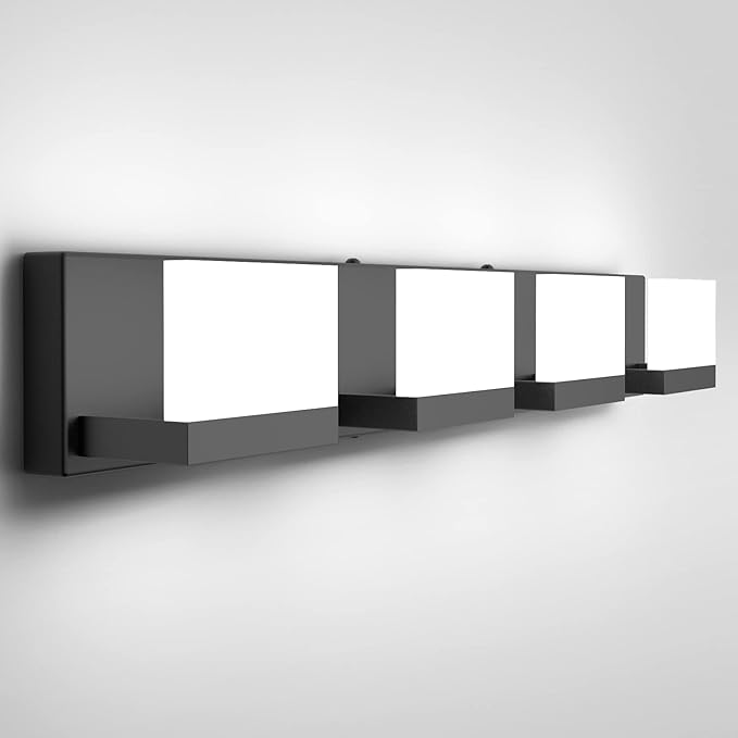 Tipace 4 Lights Modern Black Vanity Light Up and Down Black LED Vanity Light Fixtures Bathroom Vanity Light Fixtures Over Mirror 6000K