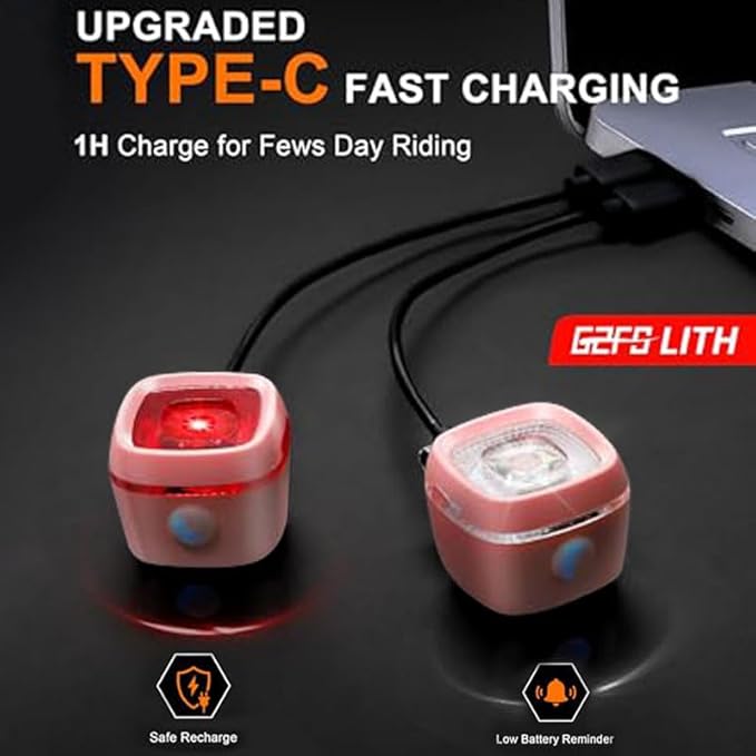 Mini Bike LightNew 5+5 Mode IPX6 Waterproof, Type-C Rechargeable, Suitable for Night Riding, with high Brightness Front and Rear,Headlight Taillight for Men Women Kids Road Mountain