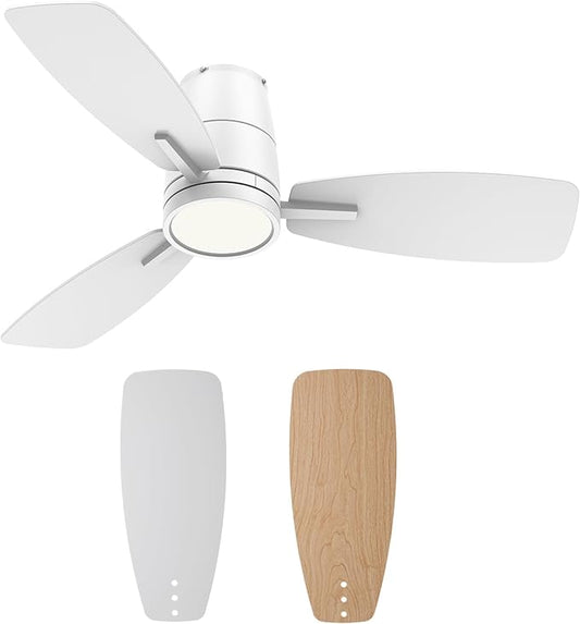 TALOYA 42inch Ceiling Fans with Lights and Remote Control, Quiet DC Motor, Double-Faced Blades, Modern Low Profile Ceiling Fan for Bedroom, Living Room, Dining Room, Office