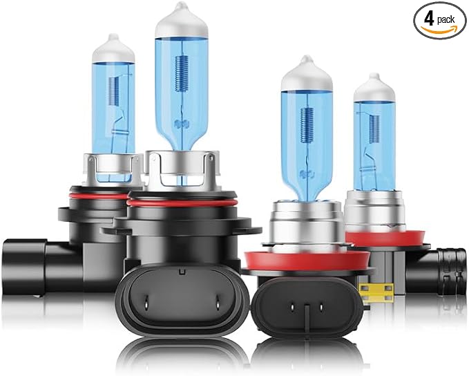 Halogen Headlight Bulbs Fit For Ford F150 2015-2023, High Low Beam Bulbs Combo, 100W 6000K White 300% Brightness, Plug and Play, 4-Pack