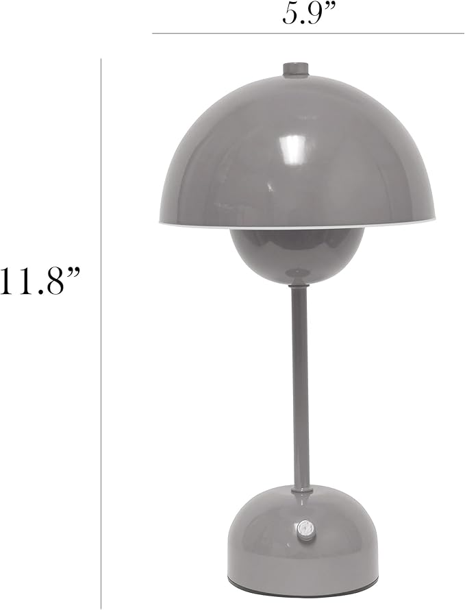 Simple Designs Mushroom Magic LED Table Lamp, Gray (LD1069-GRY)