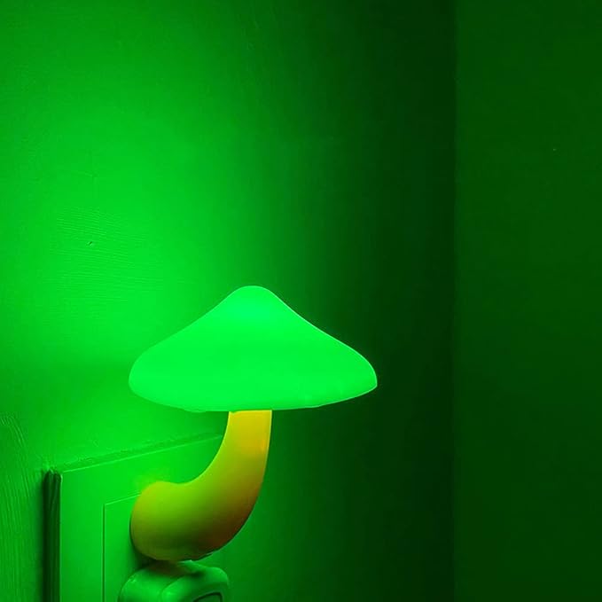 ESUPPORT 2 Pack Mushroom-Shaped Energy Saving Sensor LED Night Light with Plug Colorful(Average Life Expectancy 50000h) Colorful