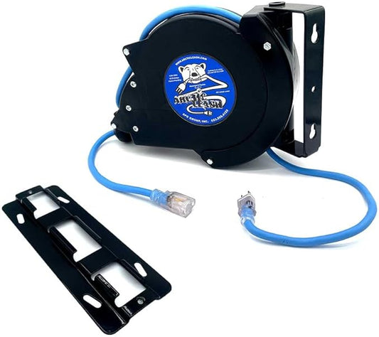 ARCTIC LEASH Outdoor Extreme Cold Weather Retractable Extension Cord Reel – 40 ft Heavy-Duty 16/3 SJEOOW Cable with 15A Resettable Breaker, 180° Swivel Mount, Polypropylene Housing, AL-401516-F-SB