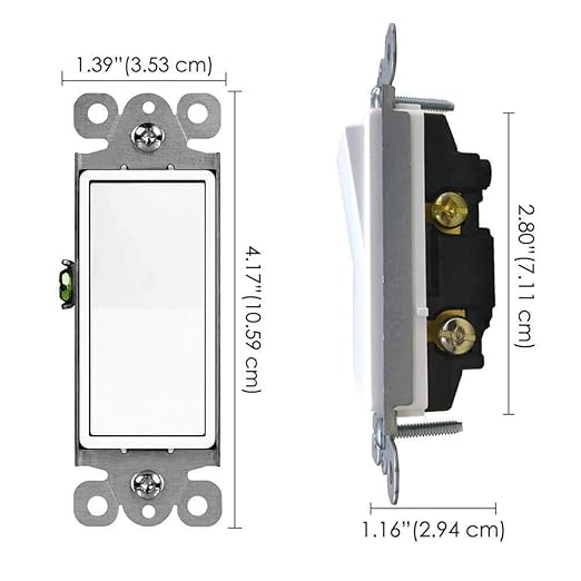 3 Way Switch White, Greencycle 4 Pack Three Way/Single Pole Light Switch Rocker Switches 15A 120/277V, On/Off Rocker Paddle Interrupter, Residential/Commercial Grade,Home & Office,UL/CUL