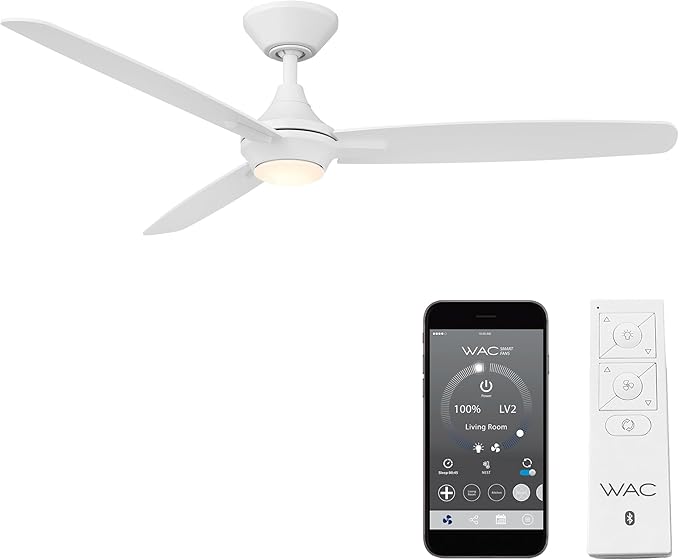 WAC Lighting Blitzen 3-Blade Aluminum Smart Ceiling Fan in Matte White