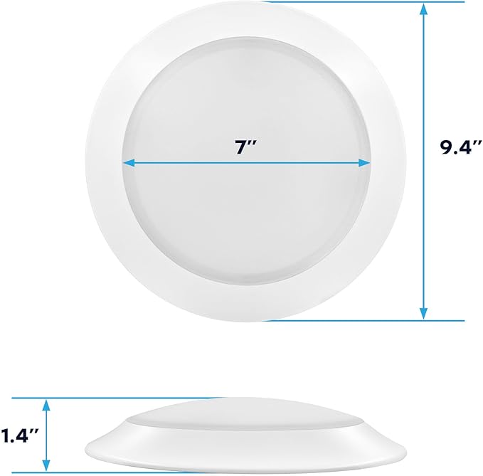 LUXRITE 8 Inch LED Disk Lights, 27W, 5CCT Selectable 2700K- 5000K, Flush Mount Recessed Retrofit Ceiling Light, 2000LM, Dimmable, J-Box or 6" Can Install, 9.4" Face Diameter, Energy Star, ETL