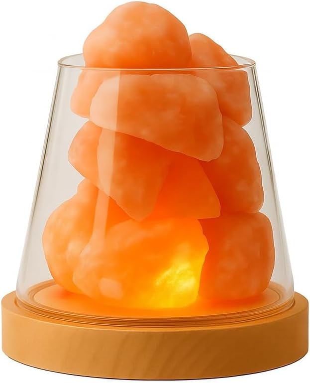 Mystic Romance Himalayan Salt Lamp Rechargeable, Pink Himalayan Salt Crystal Lamp in Glass, Color Changing Cordless Table Lamp with Remote for Bedroom, Bedside, Desk & Home Decor