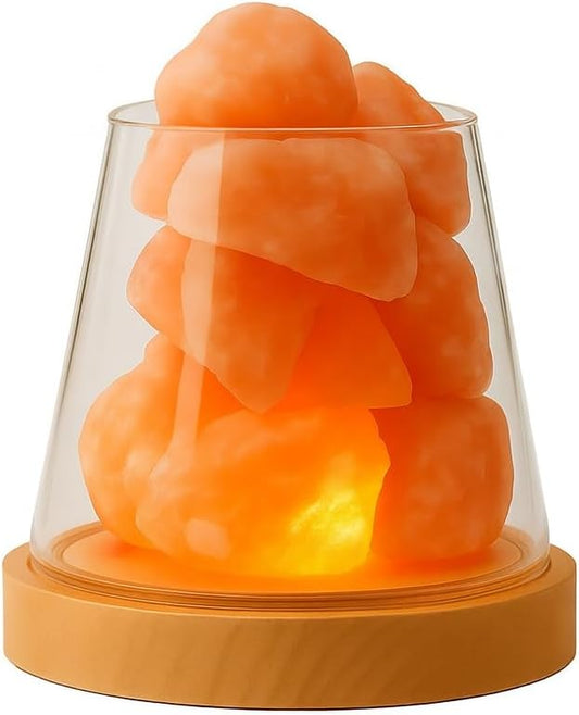 Mystic Romance Himalayan Salt Lamp Rechargeable, Pink Himalayan Salt Crystal Lamp in Glass, Color Changing Cordless Table Lamp with Remote for Bedroom, Bedside, Desk & Home Decor
