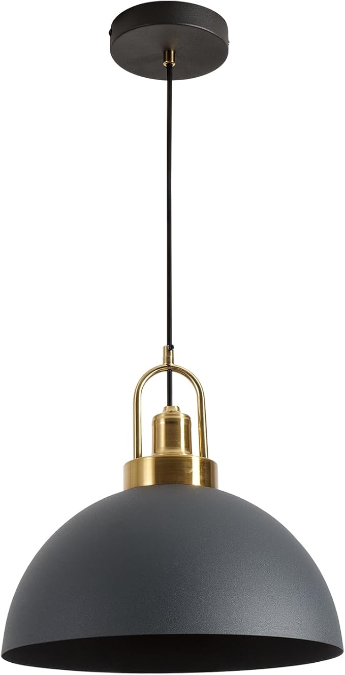 Modern Industrial Black Pendant Light - 13.58 Inch Diameter Pendant Light- 78.74 Inch Wire Length Perfect for Kitchen Island, Dining Room, Hallway