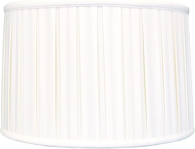 Royal Designs "Shallow Drum English Box Pleat Basic Lamp Shade, White, 15"" x 16"" x 10""" (BS-748-16WH)