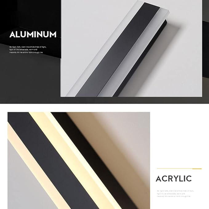 Outdoor Long Strip Modern LED Wall Lighting Fixture Lamps, Elegant Frosted White Acrylic, Black Aluminum Body IP65 Waterproof Anti Rust (Cold White, 67inch)