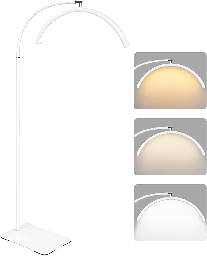 Half Moon Lash Light for Eyelash Extensions & Estheticians, Dimmable LED Lash Lamp with Flexible Gooseneck, Shadow-Free Moon Light for Lash Tech, Tattoo, SPA, Eyelash Lamp (White)