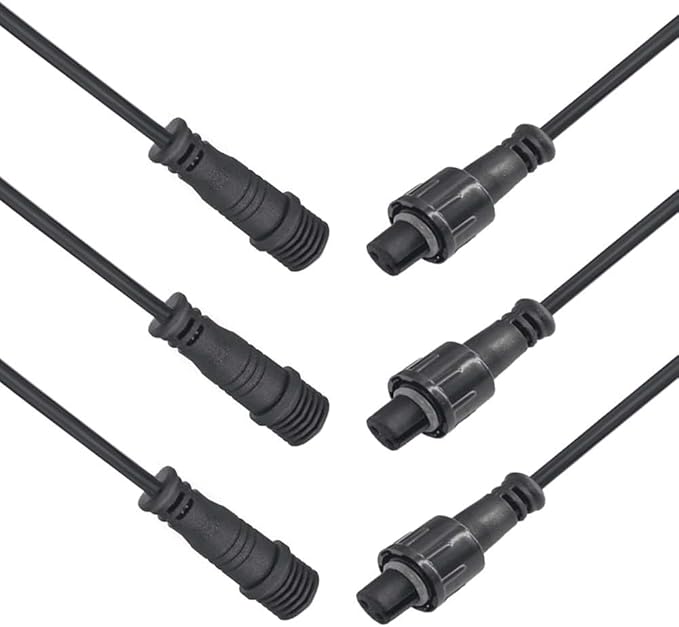 Waterproof Connector 2 Wire,22AWG 2Pin Male Female Plug LED Connector with IP68,30CM Extension Cable for Car,LED Strip Lights(3Pack)