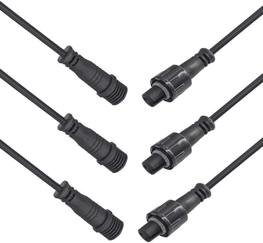 Waterproof Connector 2 Wire,22AWG 2Pin Male Female Plug LED Connector with IP68,30CM Extension Cable for Car,LED Strip Lights(3Pack)
